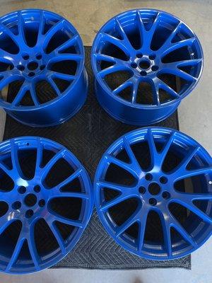Rims done in semi gloss blue.