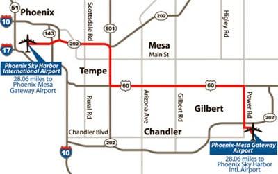 Serving the Phoenix metropolitan area, and both Phoenix Sky Harbor International (PHX) and Phoenix-Mesa Gatewa (AZA) airports.