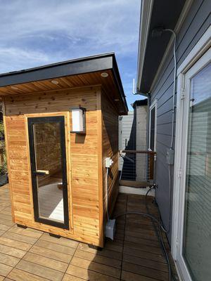 Conduit work and disconnect for outdoor sauna