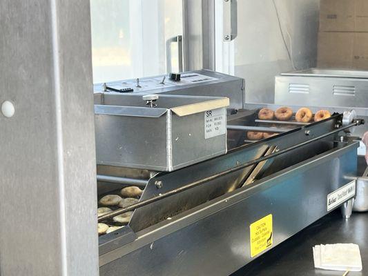 Churning out mini donuts