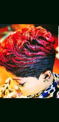 Color cut style pixy cut