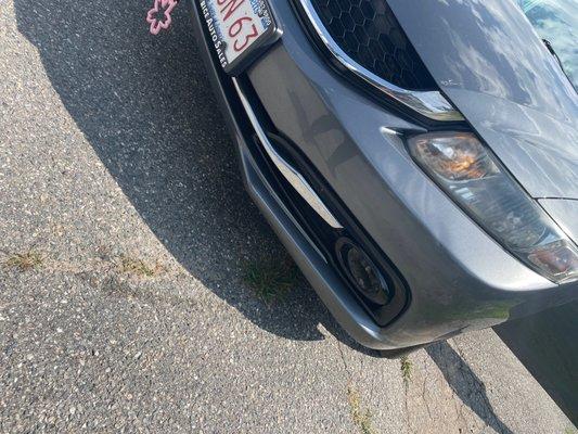 broken left fog light