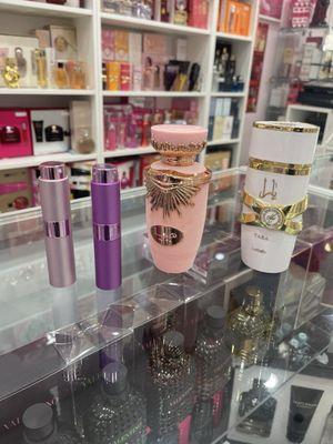 Both Lattafa perfumes and travel size options as well.