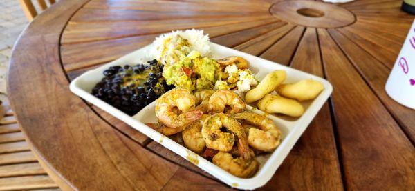 Ally's plate with garlic shrimp