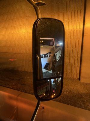 My view from the cab of the tow