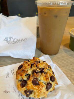Chocolate macadamia nut scone and Macadamia Iced coffee