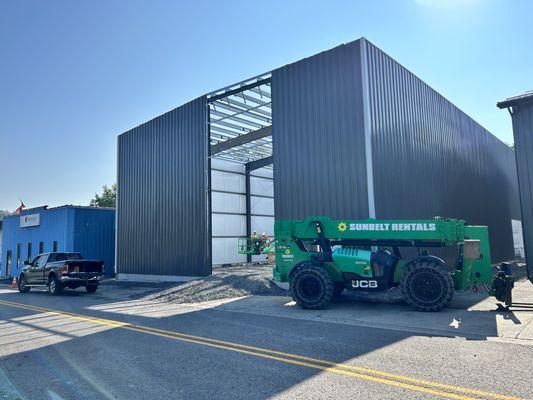 Indoor gun range under construction, August 2023