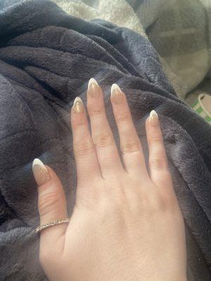 Acrylic almond nails with french tip