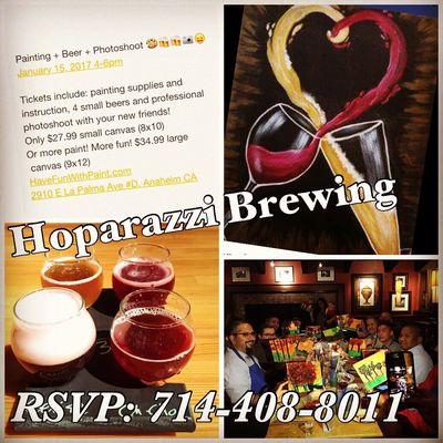 Want to have FUN with Paint? Drink local brews + new friends? Each ticket: Small for $27.99 Large for only $34.99