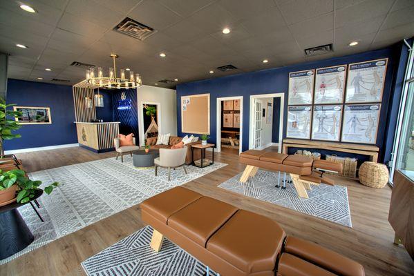 Our community seating area is a place for our practice members to relax and connect before or after their adjustments.
