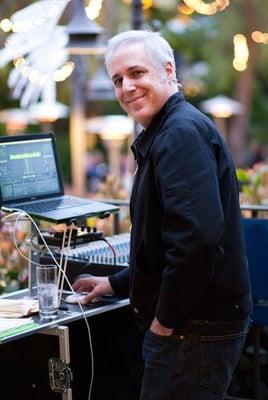 Reverend Dan DJs a wedding at the Los Angeles River Center.