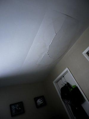 Still not fixed. It's about to rain again. I guarantee I'll be adding a photo of the ceiling being collapsed. Beautiful place to live.