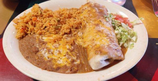 Green Pork Chili Burrito Enchilada Style