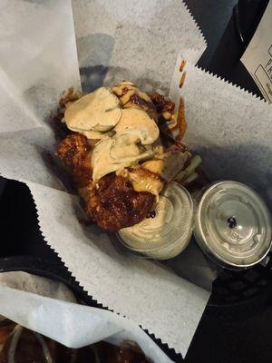 Nashville Hot Wings - THE BEST yes, there are pickles on there.