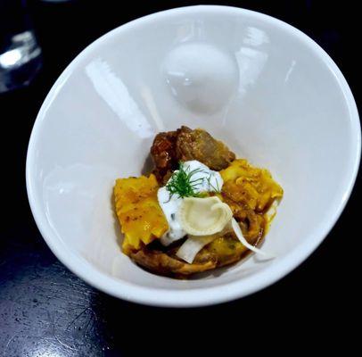 A little sample of Butternut Squash Agnolotti At Avelina