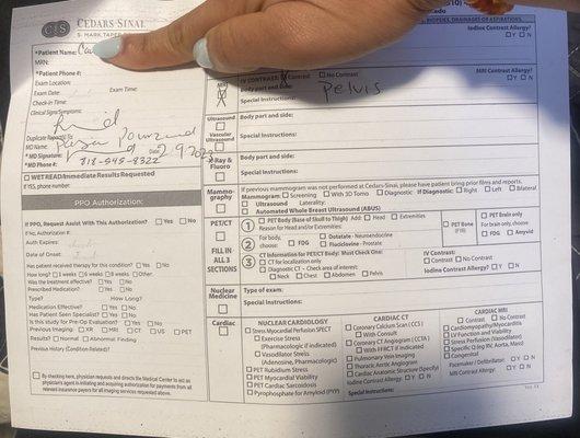 MRI referral Dr. Pourzand signed back in February leading up to my procedure