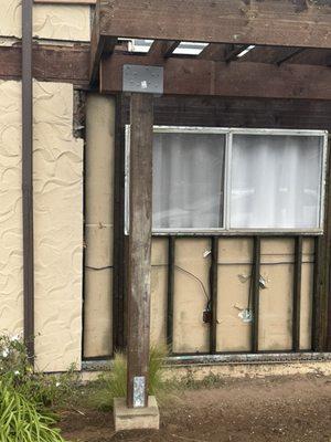 My bedroom has been left like this for almost 2 months. No time frame on completion. 1 inch of drywall protecting my room