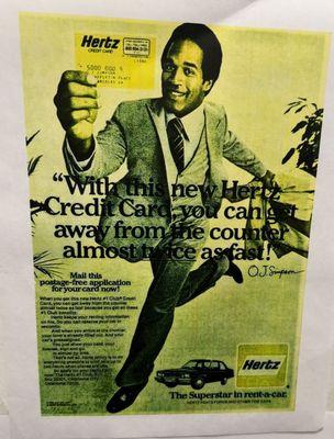 OJ Simpson still being used to promote Hertz after his wife abuse, murder, felony armed robbery?