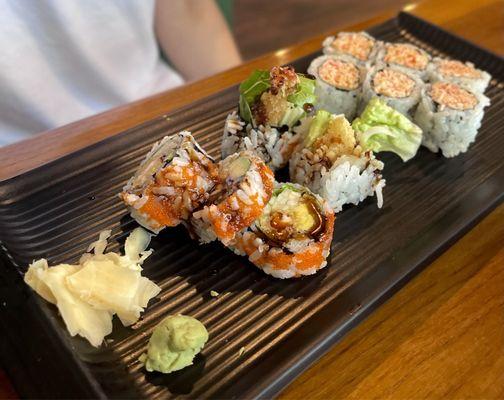 Shrimp Tempura Roll and Spicy Crab Roll