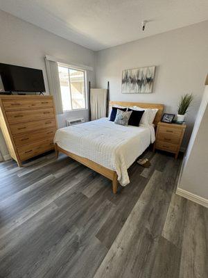 Queen bed not included