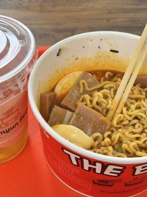 ramen  boiled egg spam