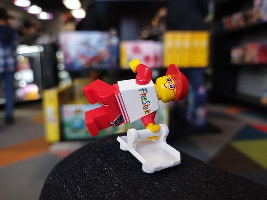 "Freestyle" minifig put together with pieces found in the Build-A-Minifig bins!