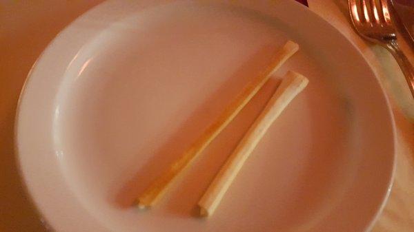 Skinny grissini..no bread service or balsamic vinegar on Halloween
