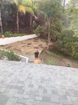 Decomposed granite before being leveled and stamped