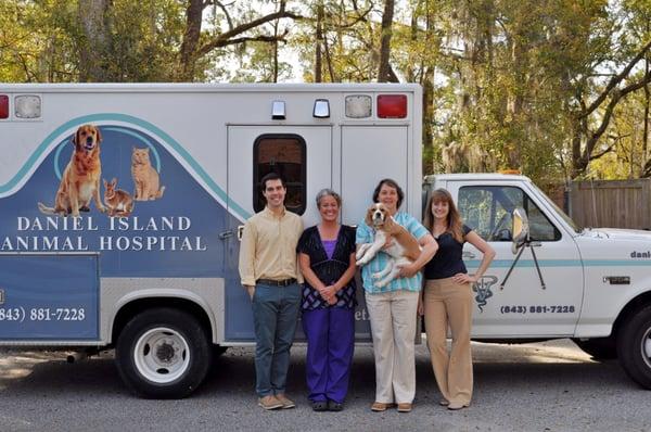 The DIAH on Wheels ambulance and team! This charity provides free food and veterinary care for the pets of low-income seniors.