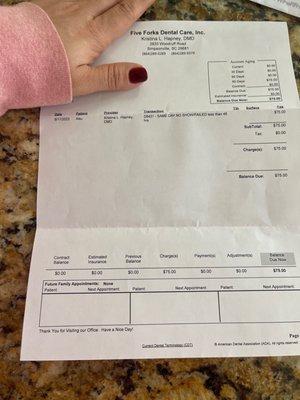 Invoice received this week. From a year ago. I haven't been to this office at least 2 years.