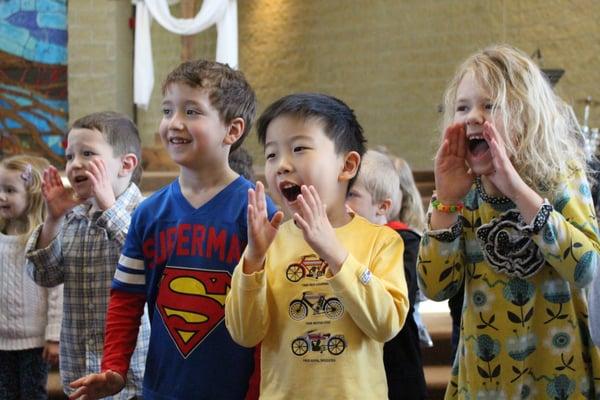 We love to sing during Children's Chapel!