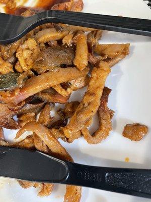 Inedible pulled pork.