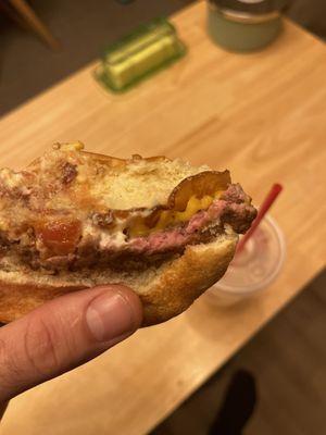 Raw burger not cooked made me sick
