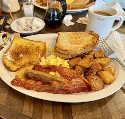 The Rox (eggs, French toast, home fries, sausage, bacon, and toast)