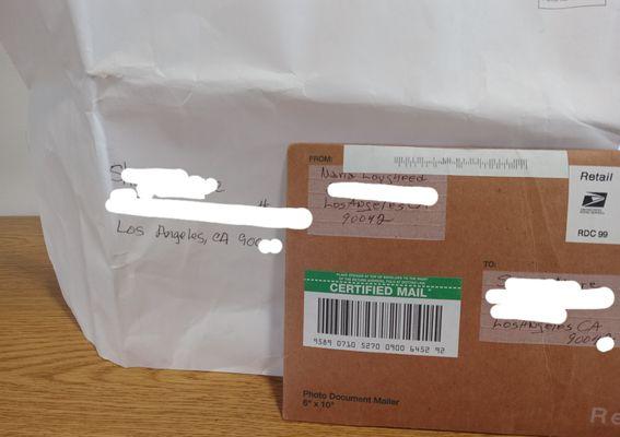 Brown envelop was in laptop bag when it was taken, handwriting on both are very similar, brown envelop sent back to me after laptop taken
