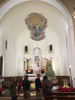 Original 19th century fresco of Mary the Mother of God being assumed into heaven
