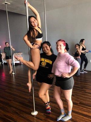 Members bring a friend FREE to any Intro class the month of February. Find a member and take a spin on the pole with us!