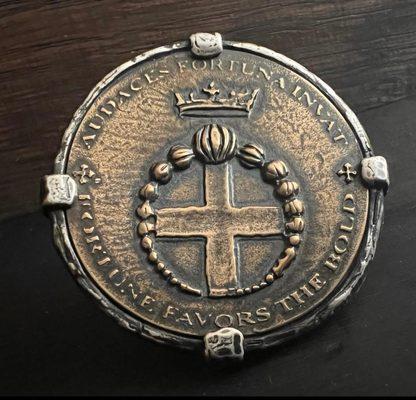 Sterling Silver and Ancient Bronze Fortune Favors the Bold Coin Ring