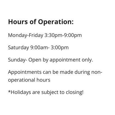 Hours of Operation