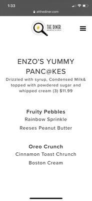 Pancake Menu