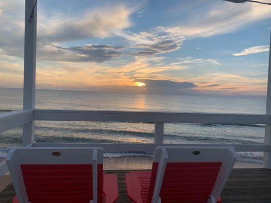 The beautiful sunrise from the private beach deck!