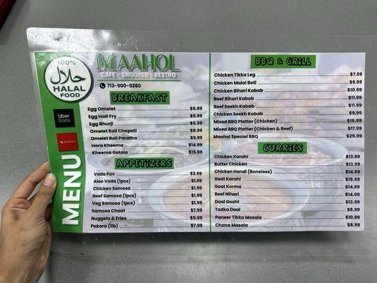 menu