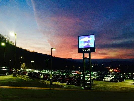 Beautiful sunset over our new vehicle selection!