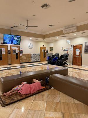 Common area like I said, I'm not gonna be sitting well that girl is like sleeping