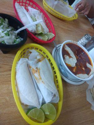 8 tacos and menudo for $33