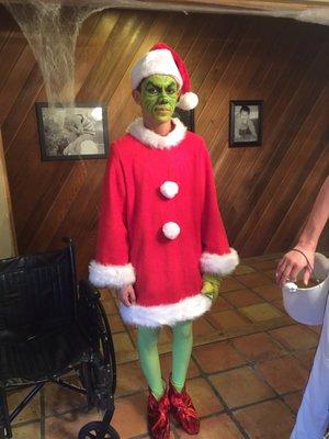The Grinch, made by Sally's Dressmaker. She made this costume quickly and even shopped for the fabric herself. Great service & quality work.