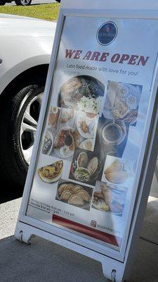 Sign outside of the restaurant