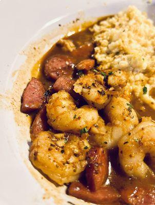 Shrimp & Grits minus onions & peppers...very accommodating