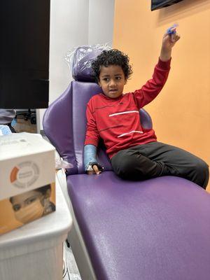 My son at the dentist