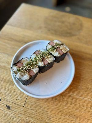 Spam Musubi - traditional Hawaiian snack made with nori, rice, and marinated spam